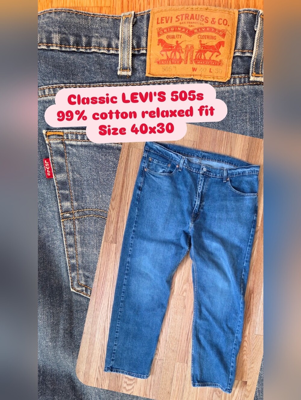 Levi's Relaxed Fit Dark Blue Men's Jeans 40x30